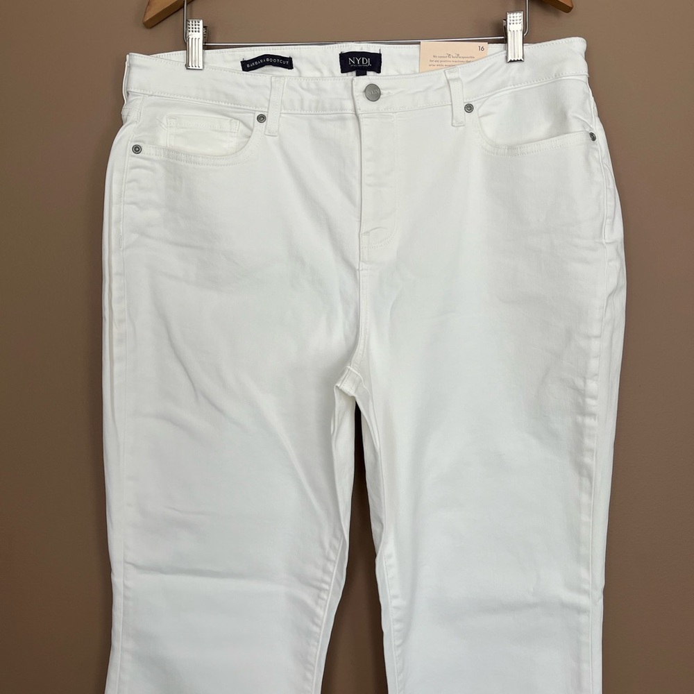 {NYDJ} Barbara Bootcut Jeans with Side Slits in White - Womens 16 - NWT - Picture 2 of 12